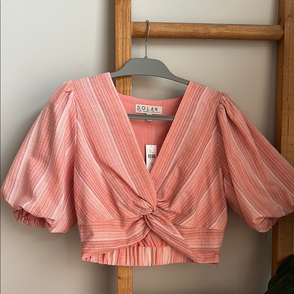 *NWT* Dolan Pink Striped Puff Sleeve Blouse